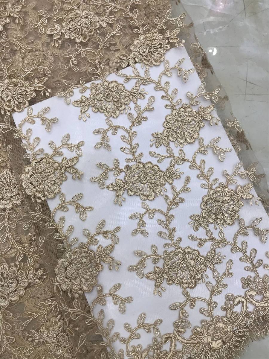 Corded Embroidered Sequin Lace Fabric - 5 Yards | MOD DX018