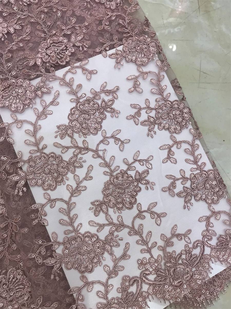 Corded Embroidered Sequin Lace Fabric - 5 Yards | MOD DX018