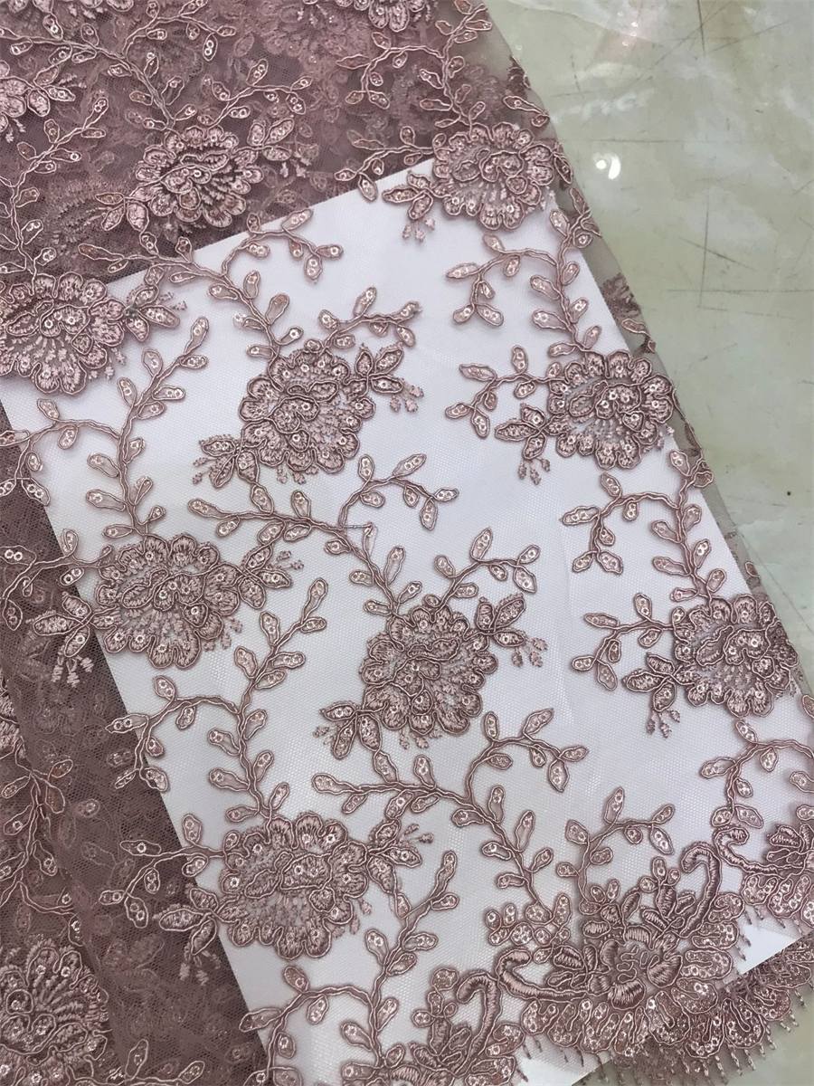 Corded Embroidered Sequin Lace Fabric - 5 Yards | MOD DX018