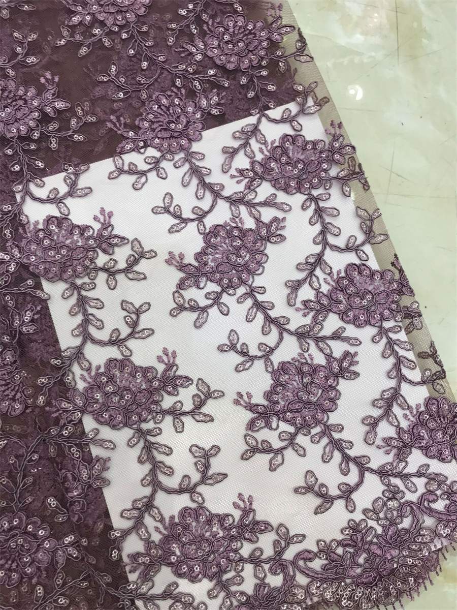 Corded Embroidered Sequin Lace Fabric - 5 Yards | MOD DX018