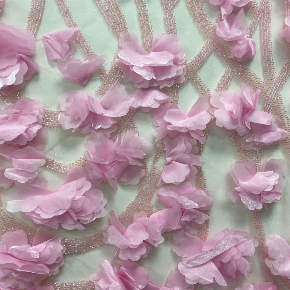 5 Yards 3D Floral Beaded Lace Fabric - TDD462 - Sold out