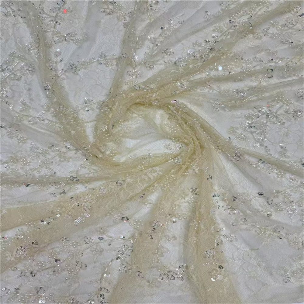 5 Yards Beaded Lace Fabric, ITM JLT206