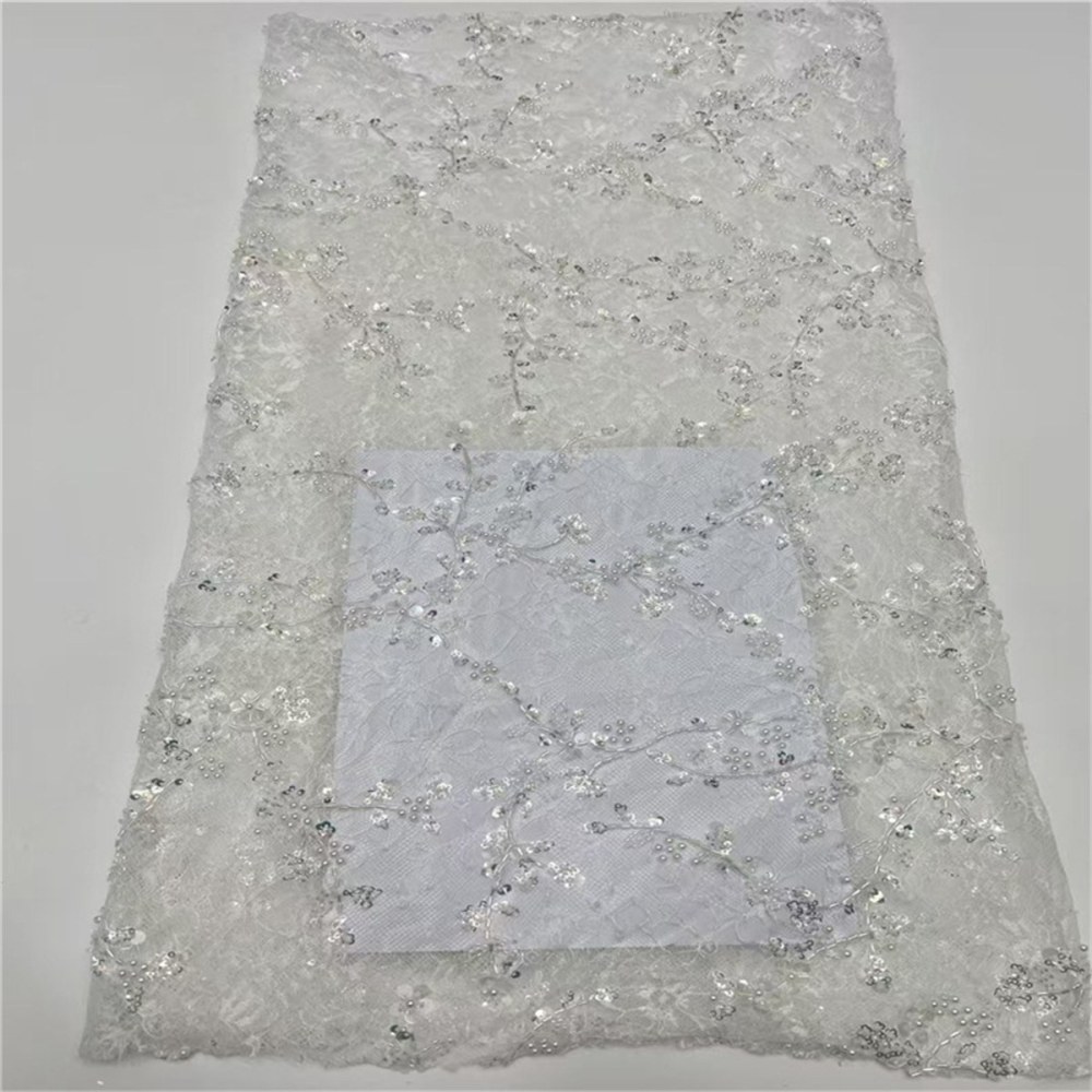 5 Yards Beaded Lace Fabric, ITM JLT206