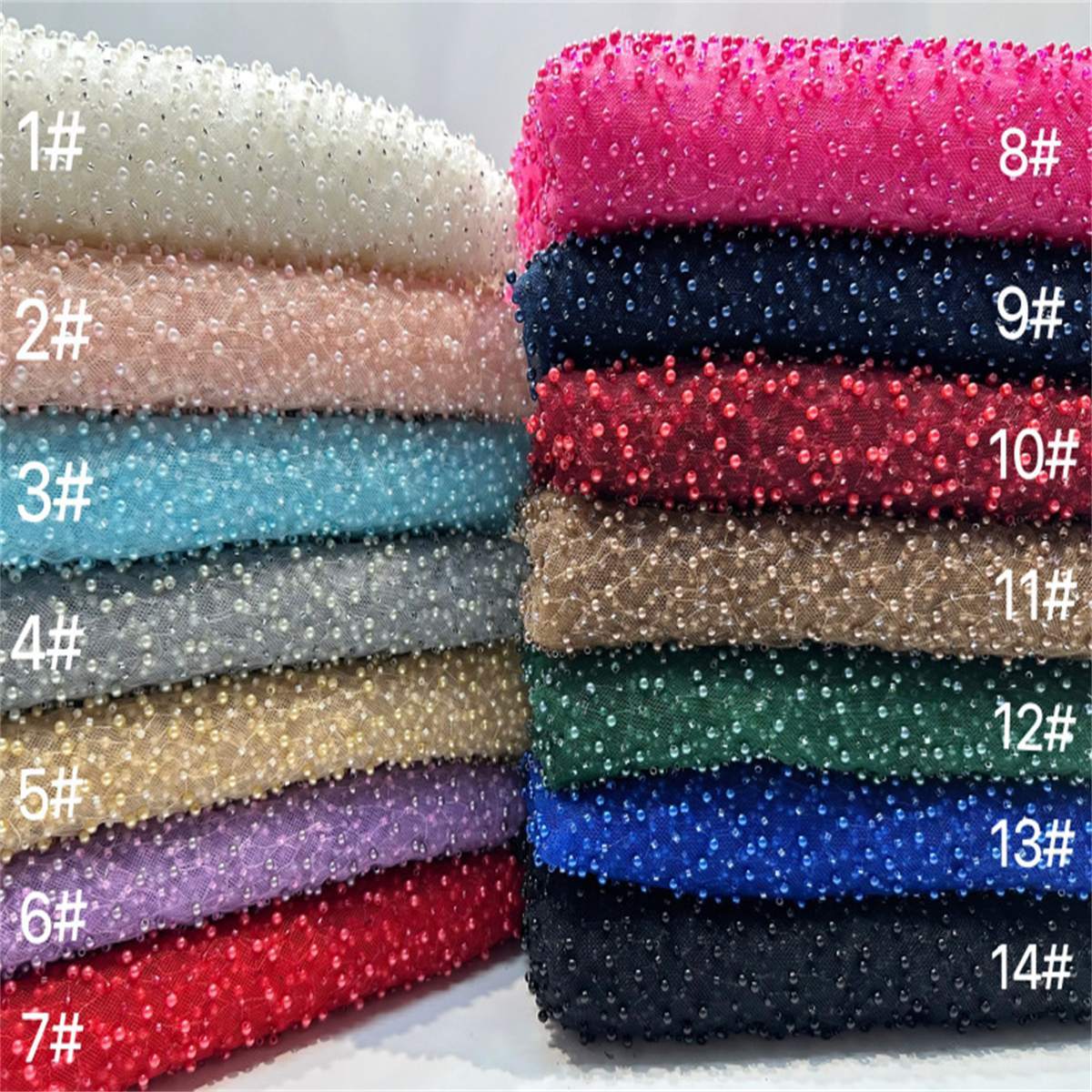 1 Yard Beaded Lace Material Fabric