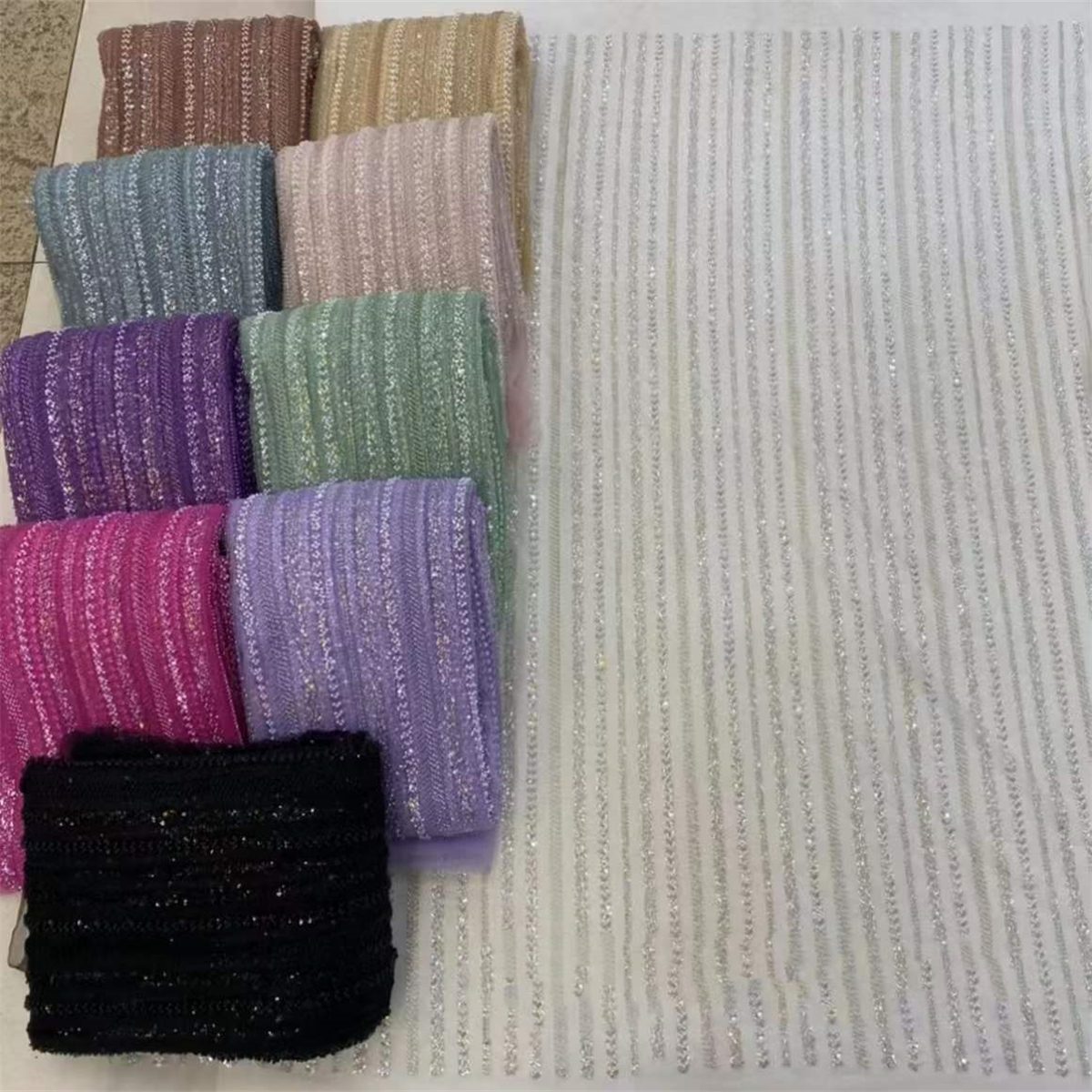 5 Yards Pearls Beaded Lace Material Fabric For Dresses
