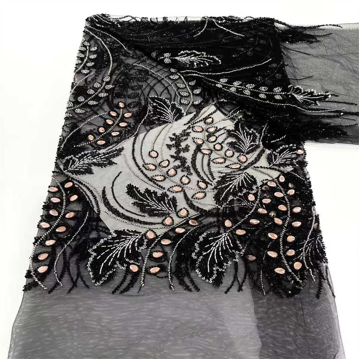 Rhinestones Beaded Tulle Fabric - 5 Yards | STY HN136