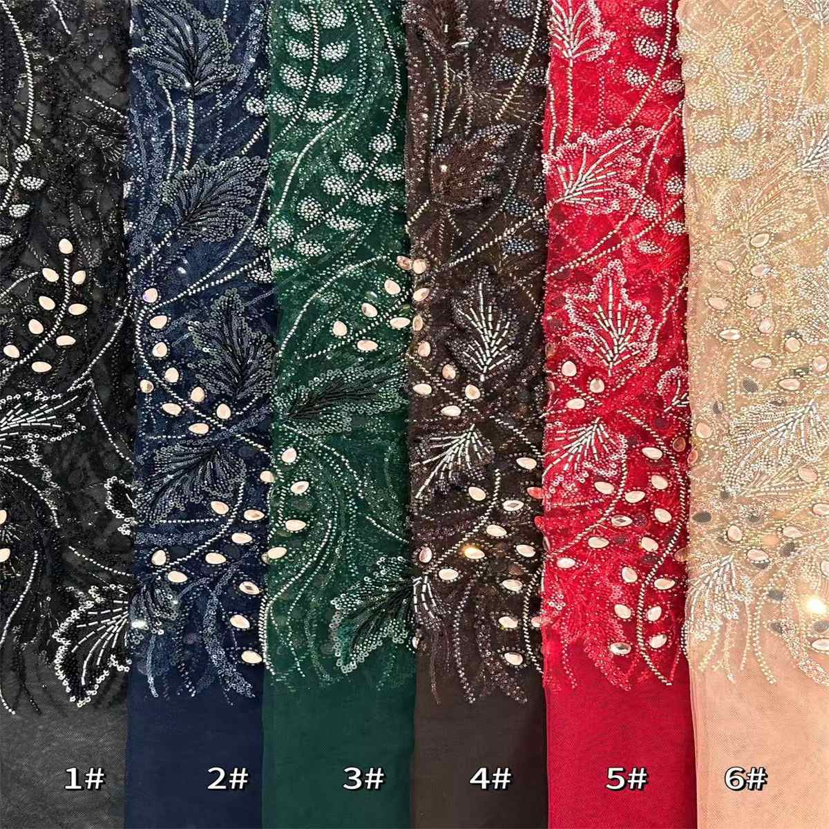 Rhinestones Beaded Tulle Fabric - 5 Yards | STY HN136