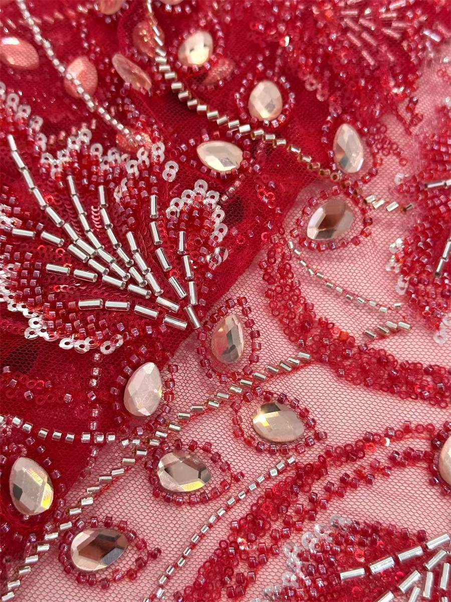 Rhinestones Beaded Tulle Fabric - 5 Yards | STY HN136