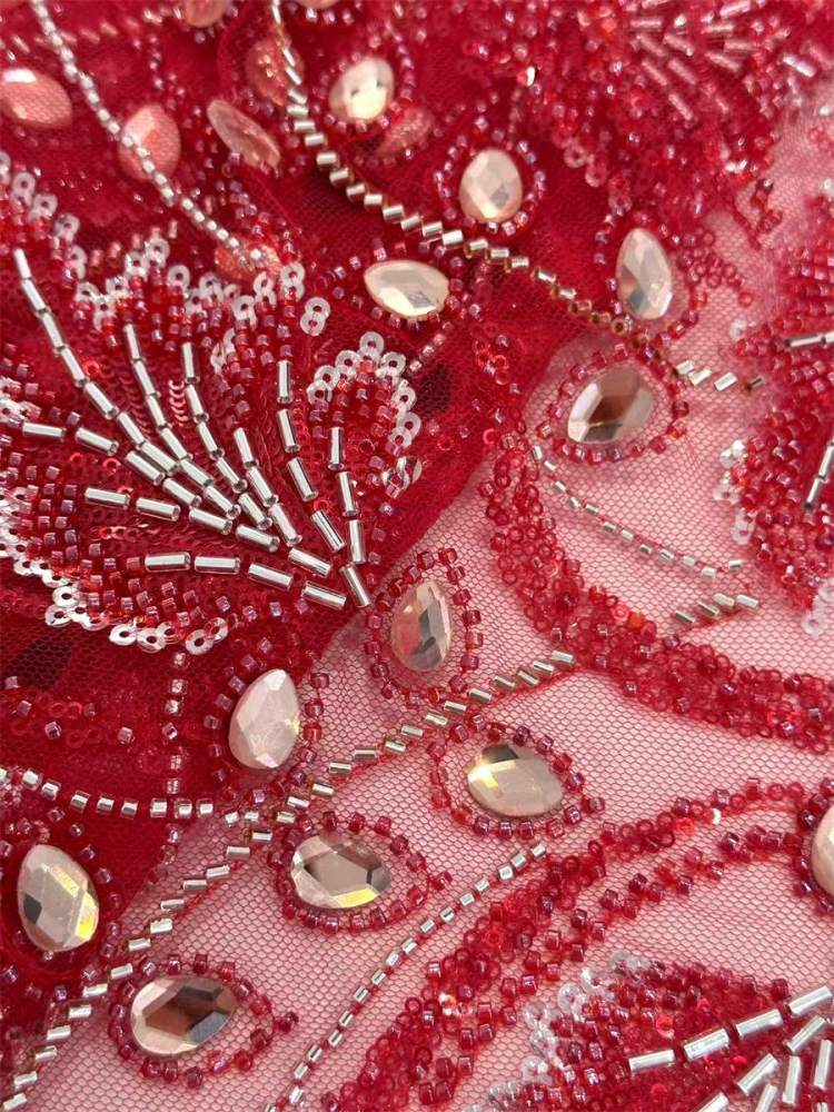 Rhinestones Beaded Tulle Fabric - 5 Yards | STY HN136