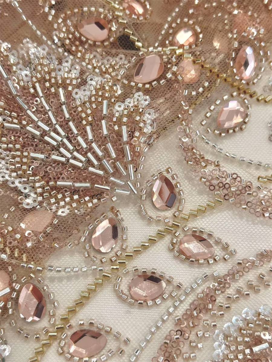 Rhinestones Beaded Tulle Fabric - 5 Yards | STY HN136