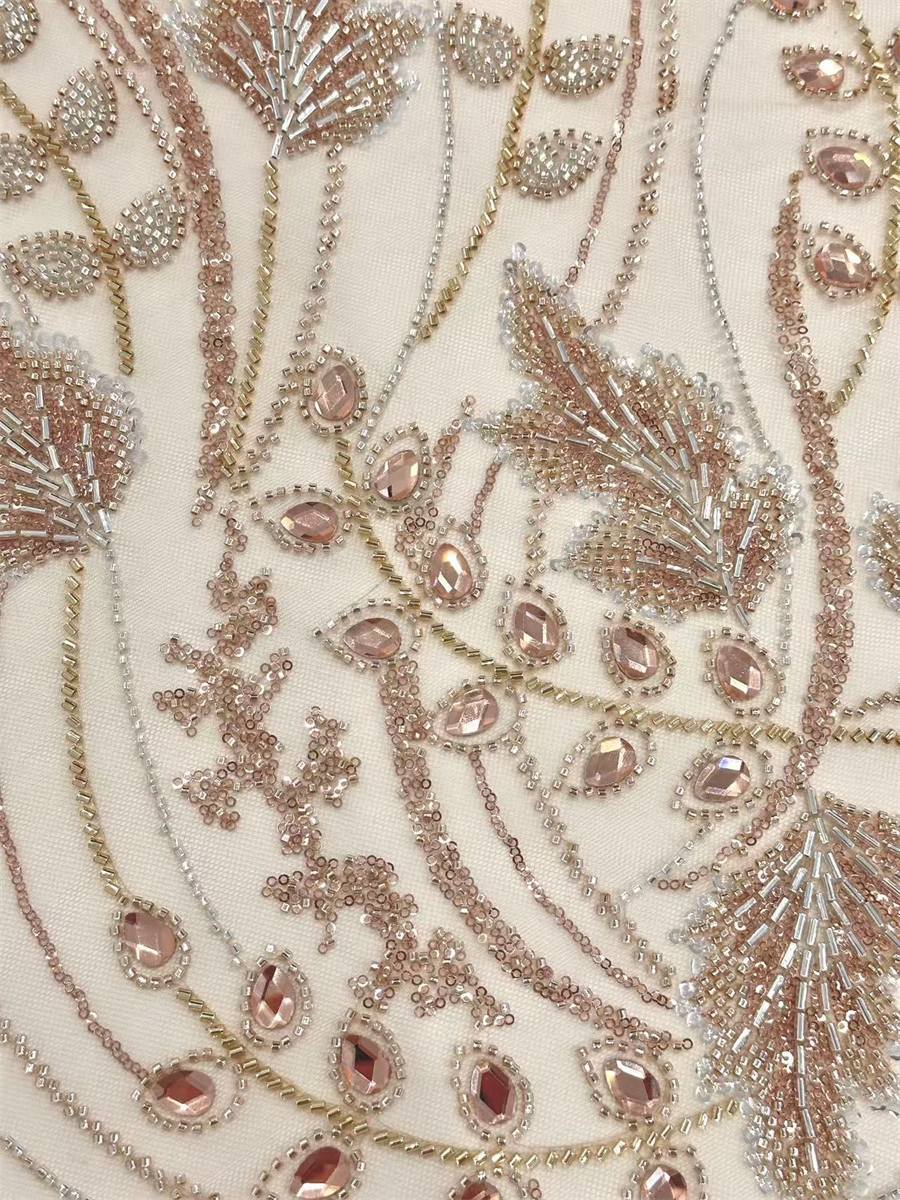 Rhinestones Beaded Tulle Fabric - 5 Yards | STY HN136