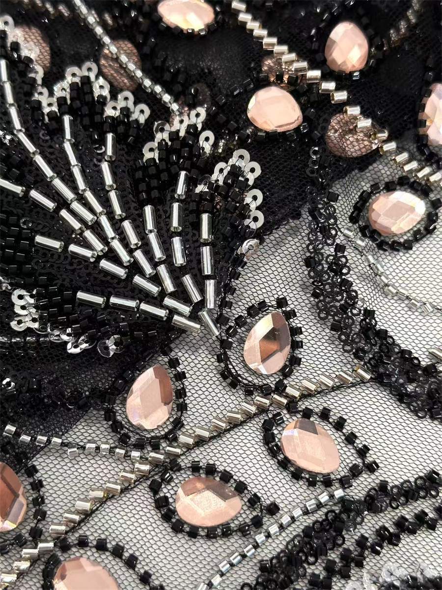 Rhinestones Beaded Tulle Fabric - 5 Yards | STY HN136