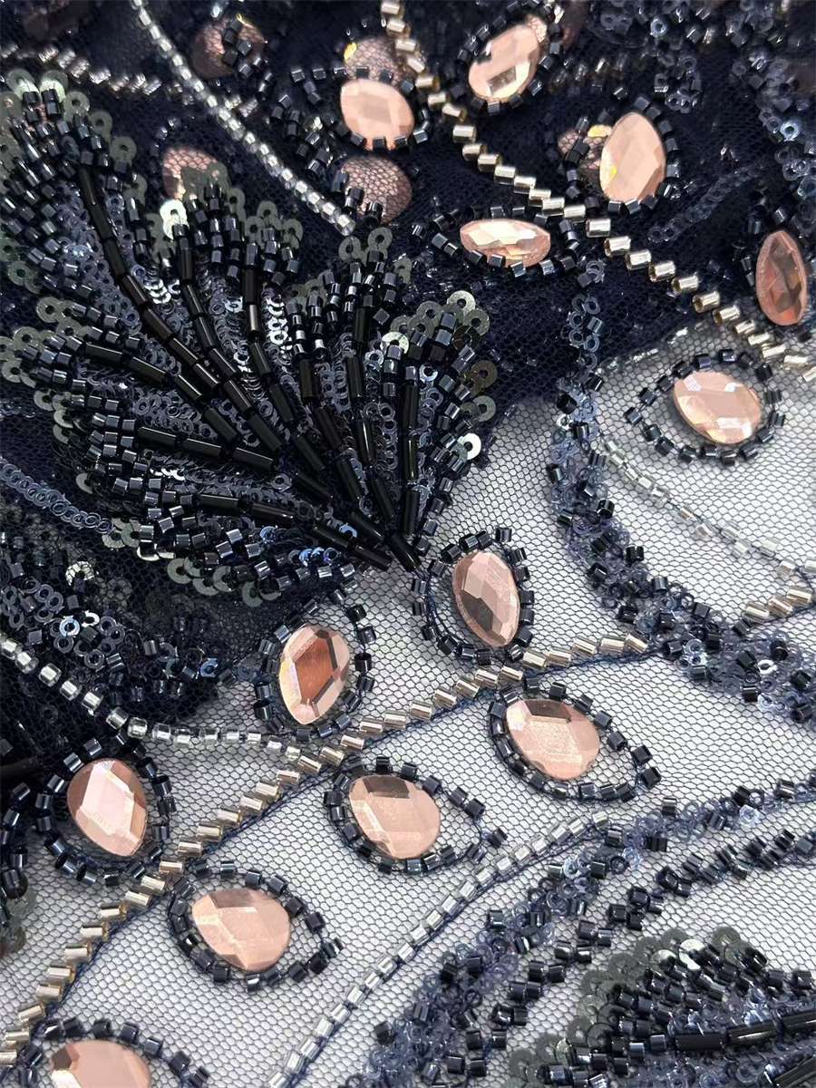 Rhinestones Beaded Tulle Fabric - 5 Yards | STY HN136