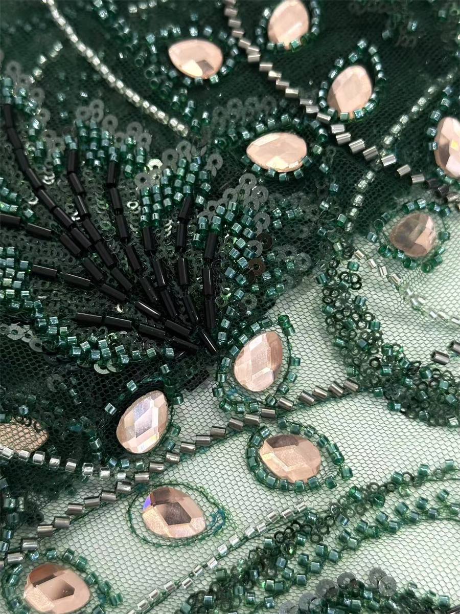 Rhinestones Beaded Tulle Fabric - 5 Yards | STY HN136