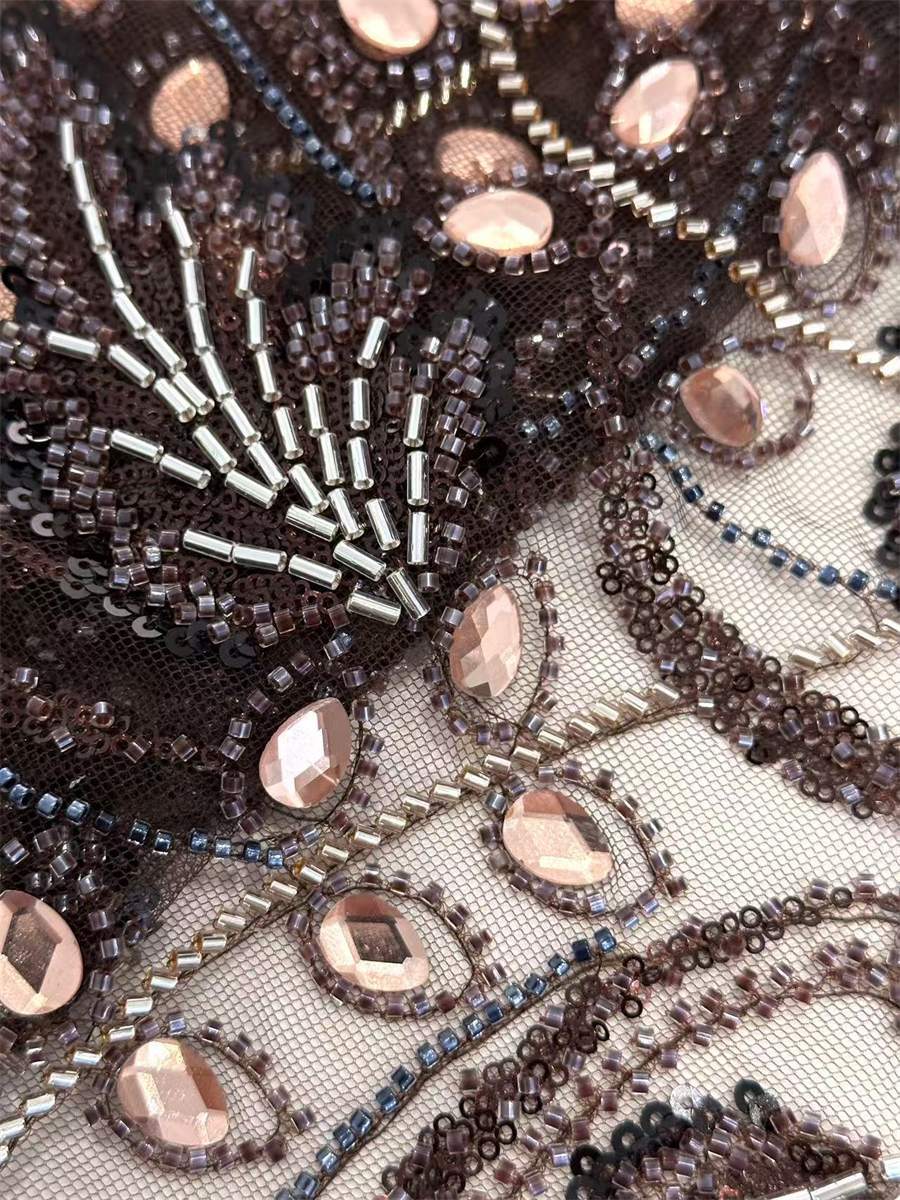 Rhinestones Beaded Tulle Fabric - 5 Yards | STY HN136