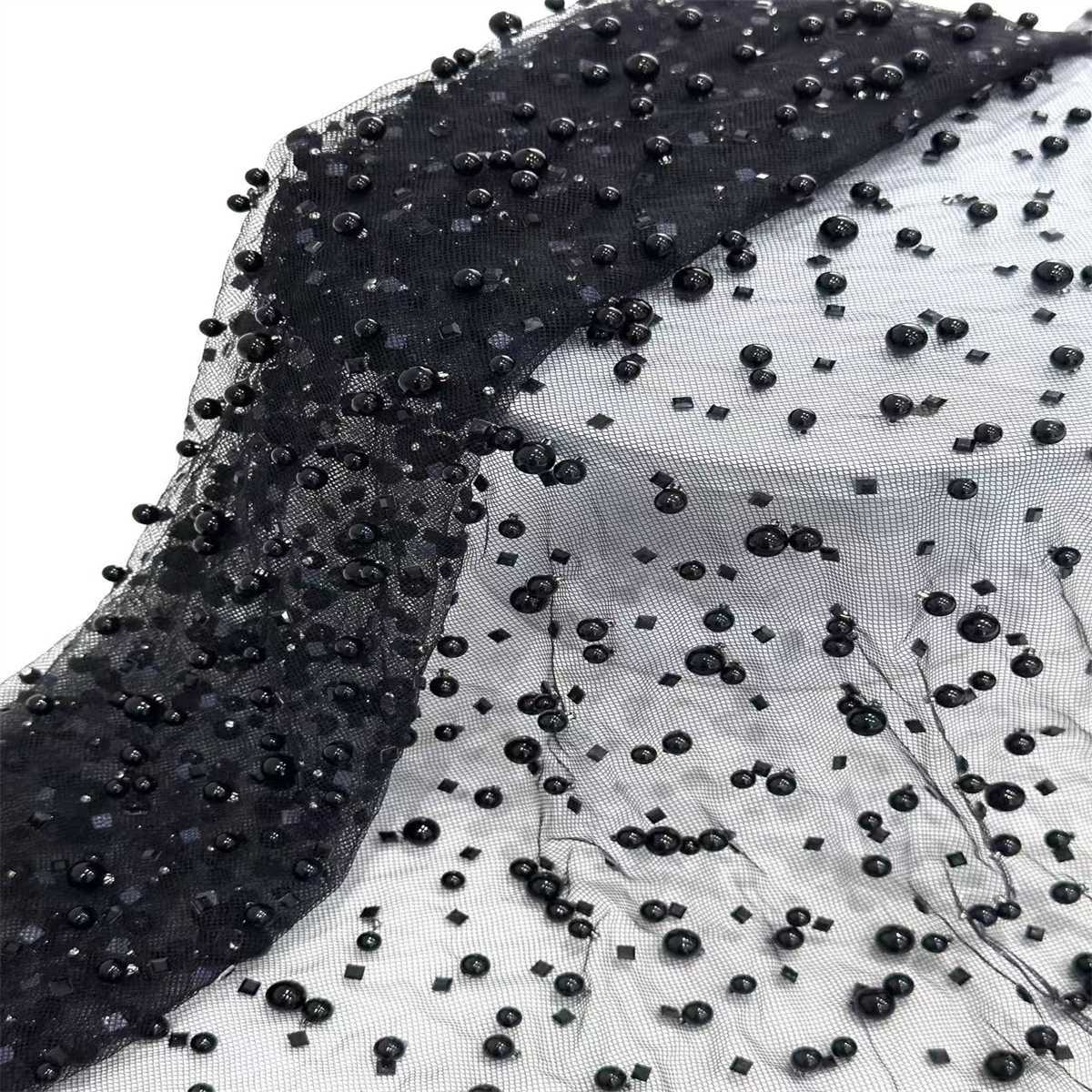 Rhinestones Beaded Tulle Fabric - 5 Yards | STY HN144