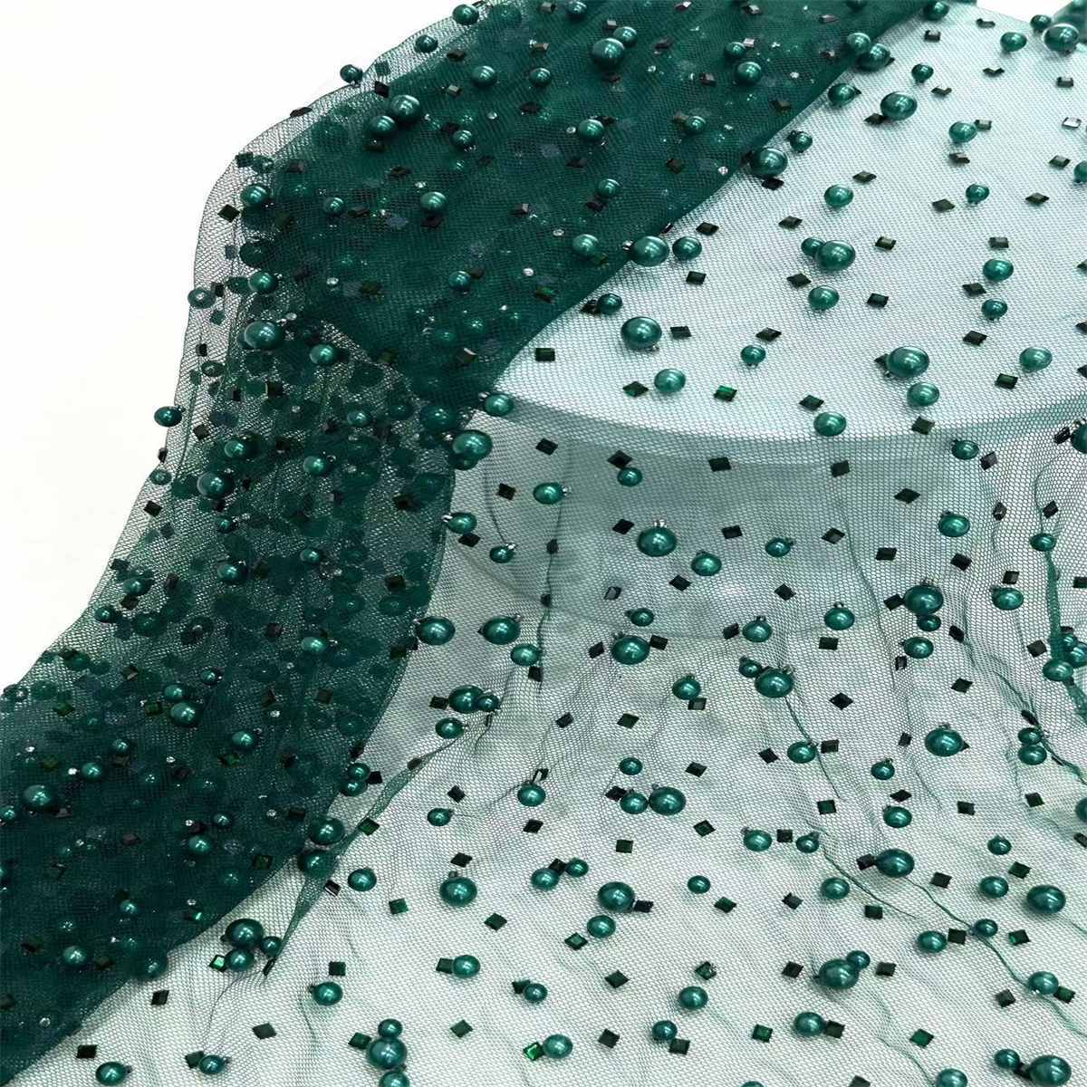 Rhinestones Beaded Tulle Fabric - 5 Yards | STY HN144