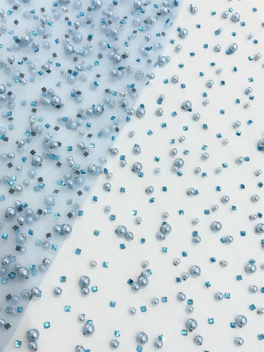 Rhinestones Beaded Tulle Fabric - 5 Yards | STY HN144