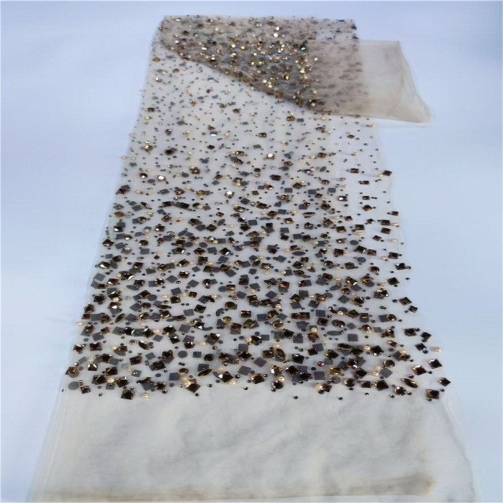 Rhinestones Beaded Tulle Fabric - 5 Yards | STY ZT057