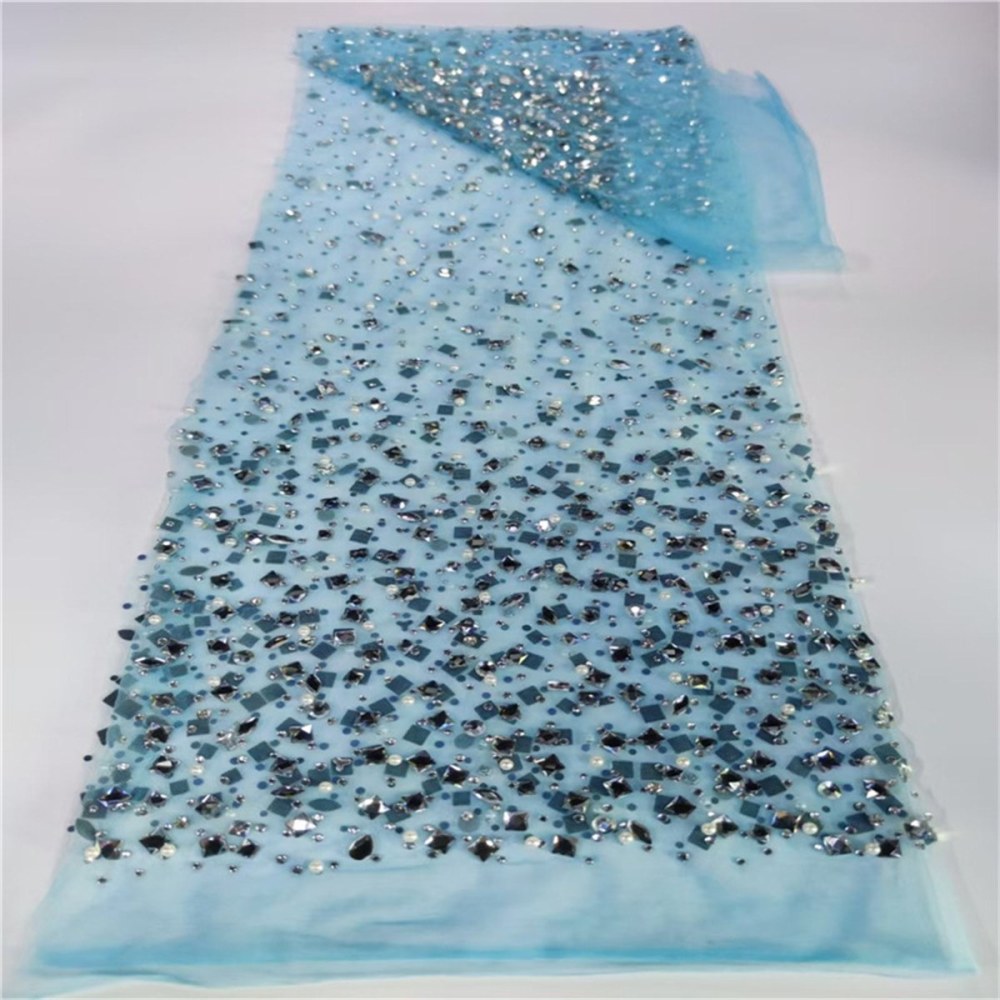 Rhinestones Beaded Tulle Fabric - 5 Yards | STY ZT057