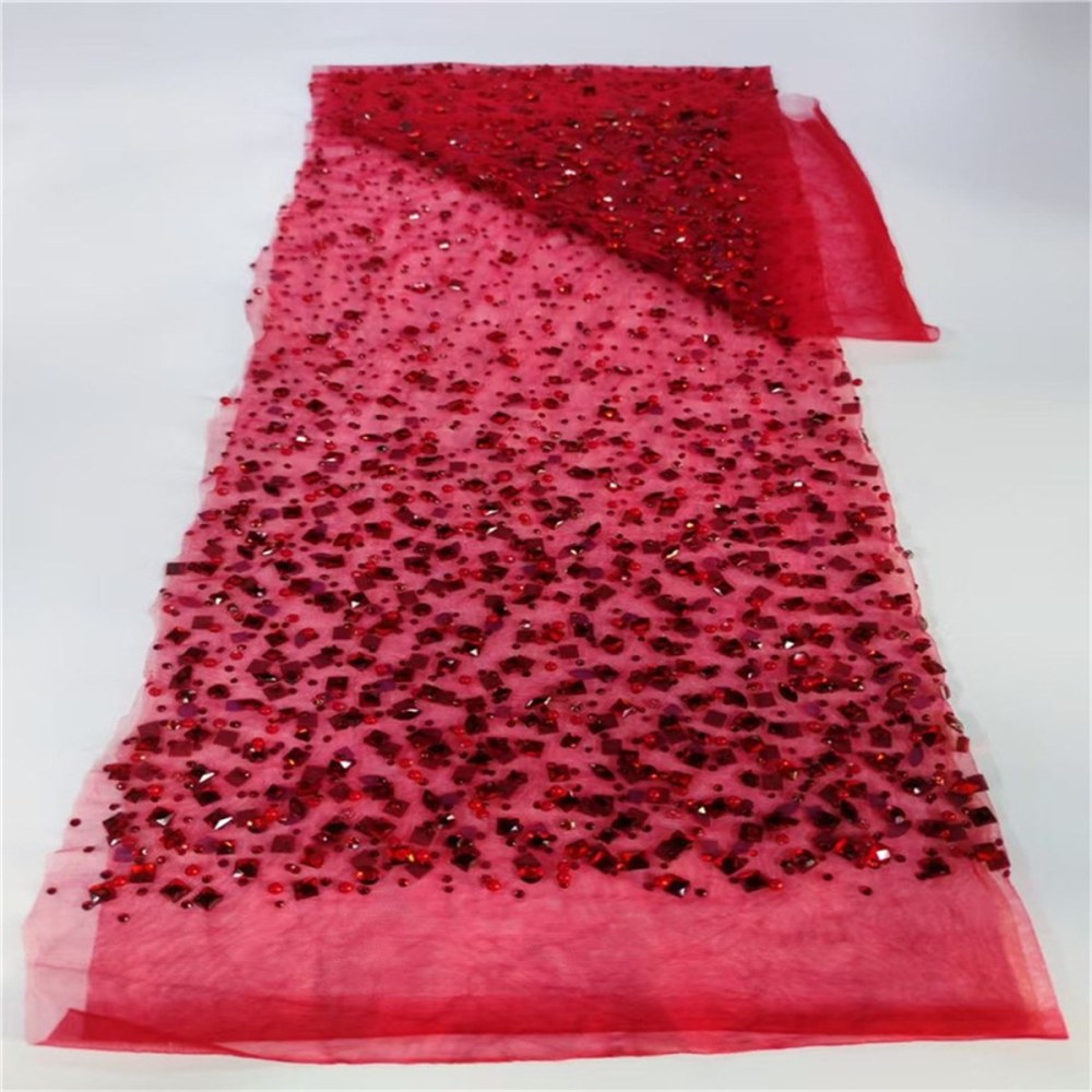 Rhinestones Beaded Tulle Fabric - 5 Yards | STY ZT057