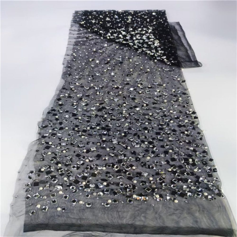 Rhinestones Beaded Tulle Fabric - 5 Yards | STY ZT057