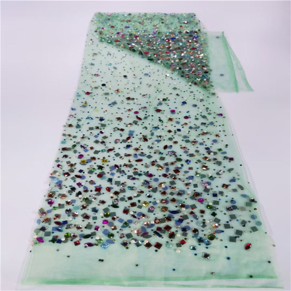 Rhinestones Beaded Tulle Fabric - 5 Yards | STY ZT057