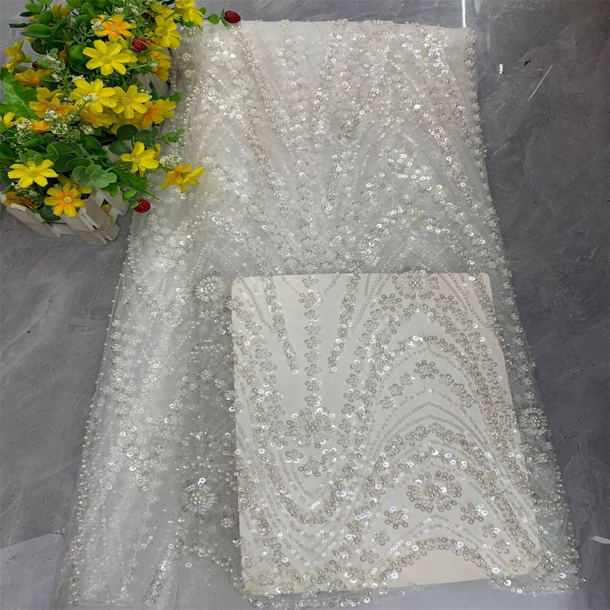 Beaded Tulle Fabric - 5 Yards | GID ZT172