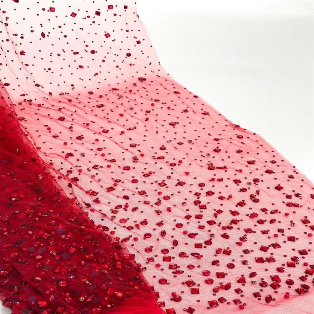 Rhinestones Beaded Tulle Fabric - 5 Yards | STY HN104