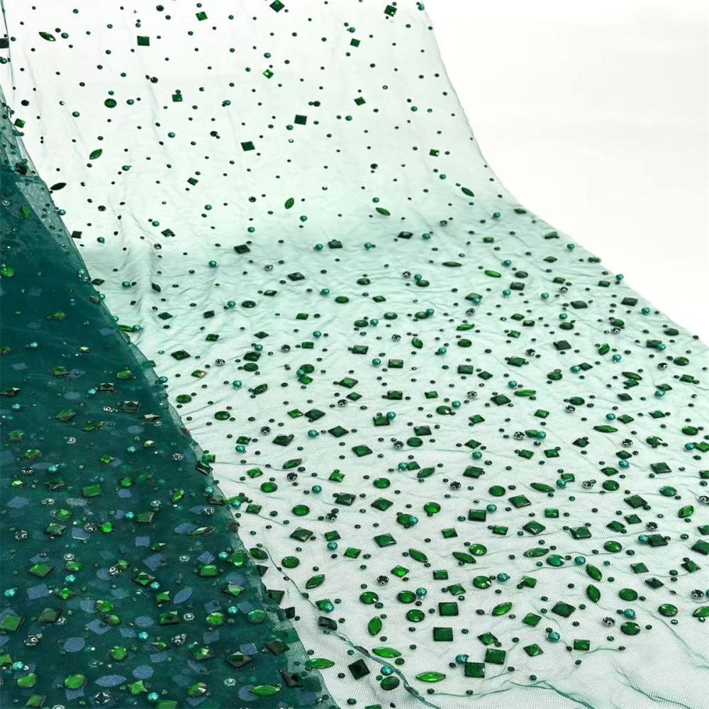 Rhinestones Beaded Tulle Fabric - 5 Yards | STY HN104