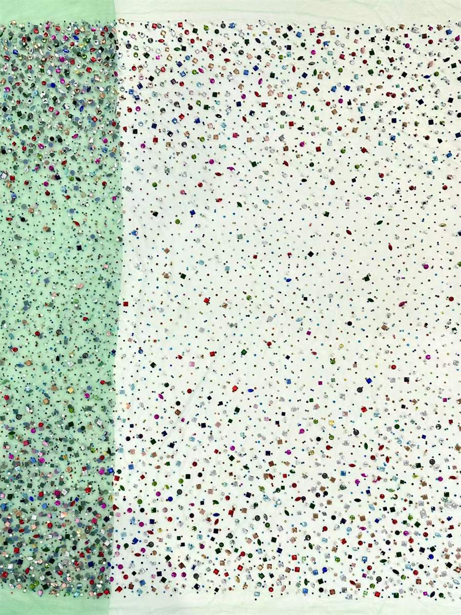 Rhinestones Beaded Tulle Fabric - 5 Yards | STY HN104