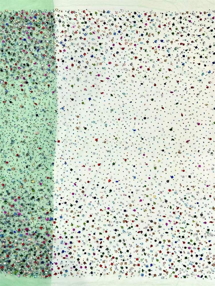 Rhinestones Beaded Tulle Fabric - 5 Yards | STY HN104
