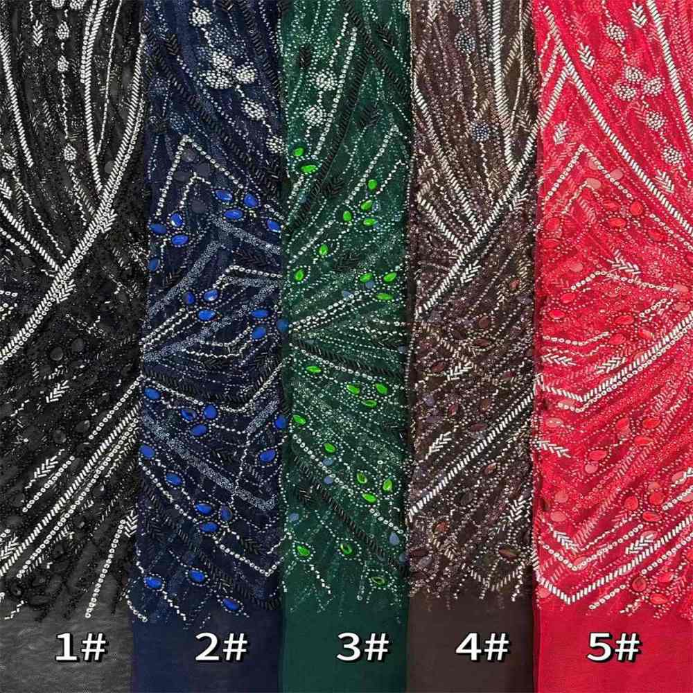 Rhinestones Beaded Tulle Fabric - 5 Yards | STY HN120