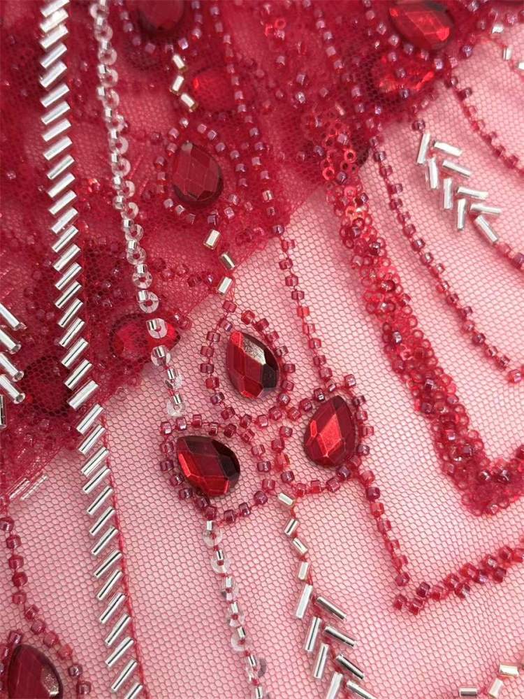 Rhinestones Beaded Tulle Fabric - 5 Yards | STY HN120
