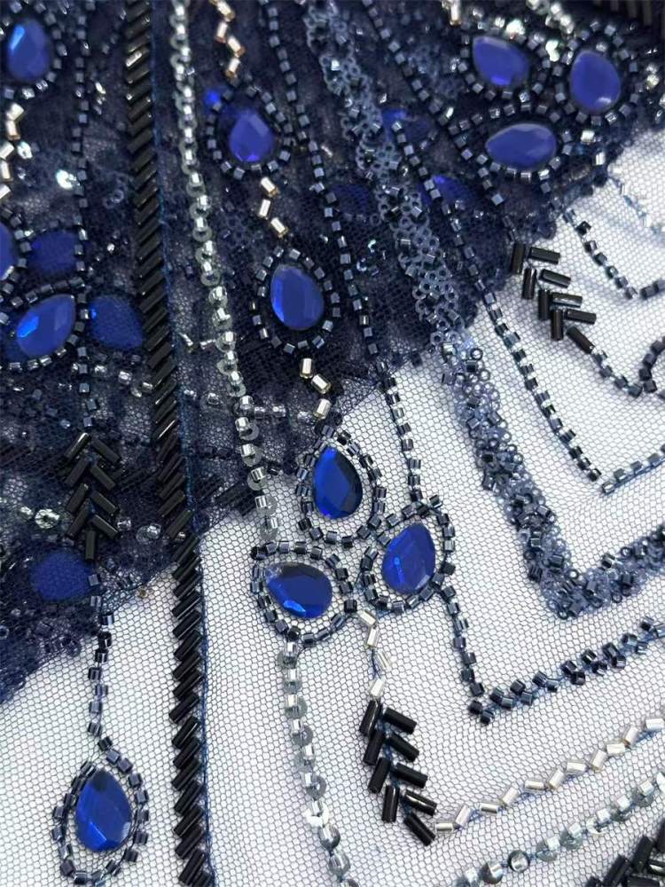 Rhinestones Beaded Tulle Fabric - 5 Yards | STY HN120
