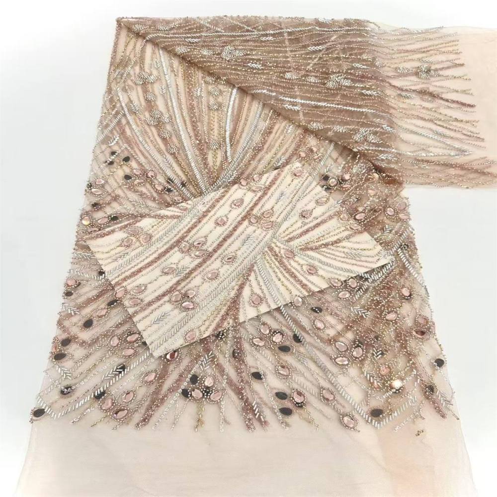 Rhinestones Beaded Tulle Fabric - 5 Yards | STY HN122