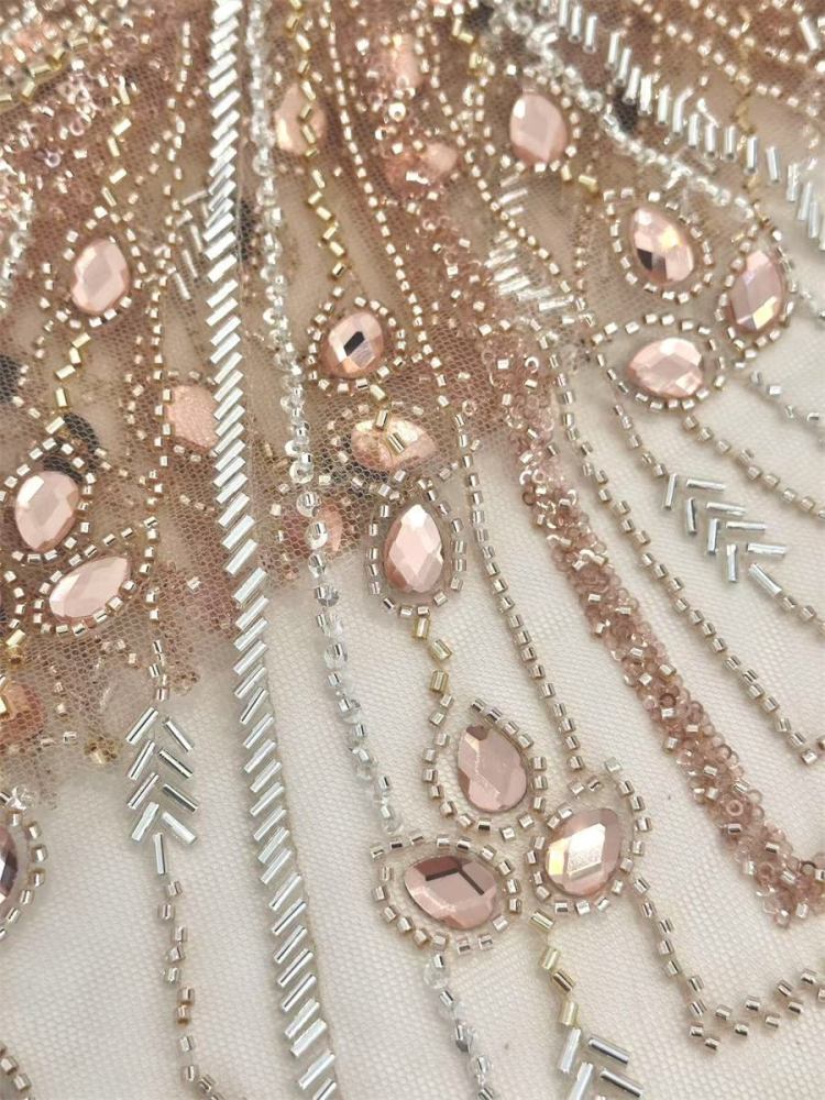 Rhinestones Beaded Tulle Fabric - 5 Yards | STY HN122