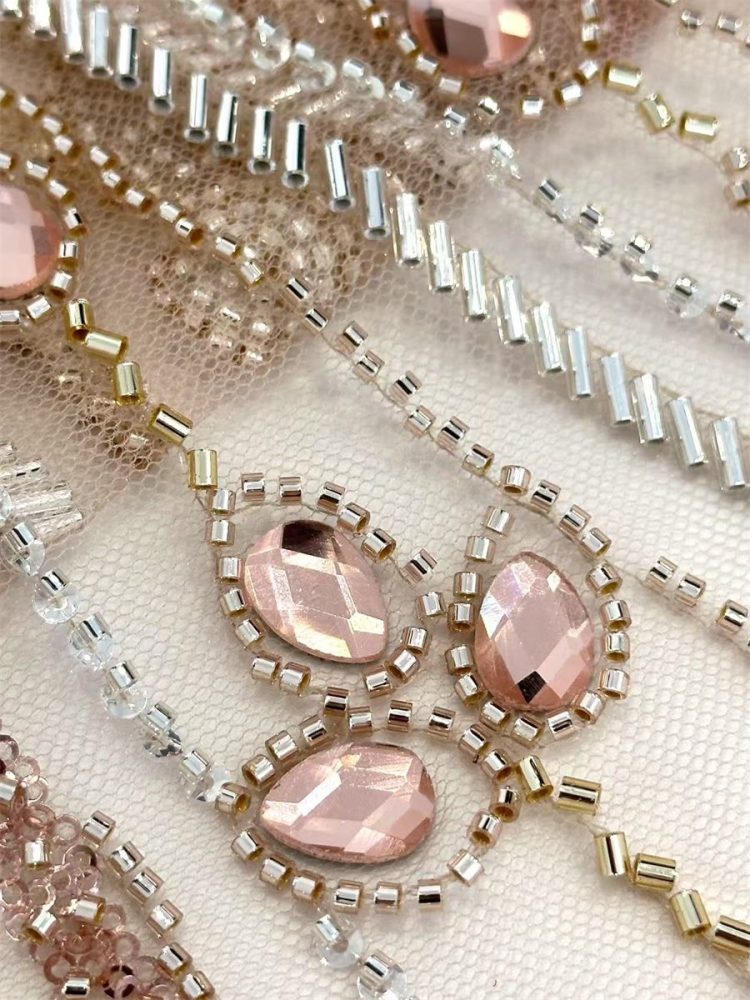 Rhinestones Beaded Tulle Fabric - 5 Yards | STY HN122