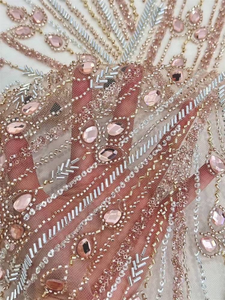 Rhinestones Beaded Tulle Fabric - 5 Yards | STY HN122