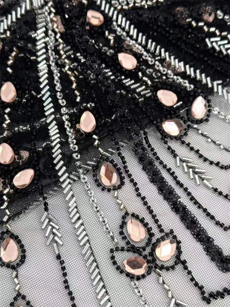 Rhinestones Beaded Tulle Fabric - 5 Yards | STY HN122