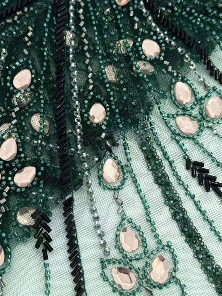 Rhinestones Beaded Tulle Fabric - 5 Yards | STY HN122