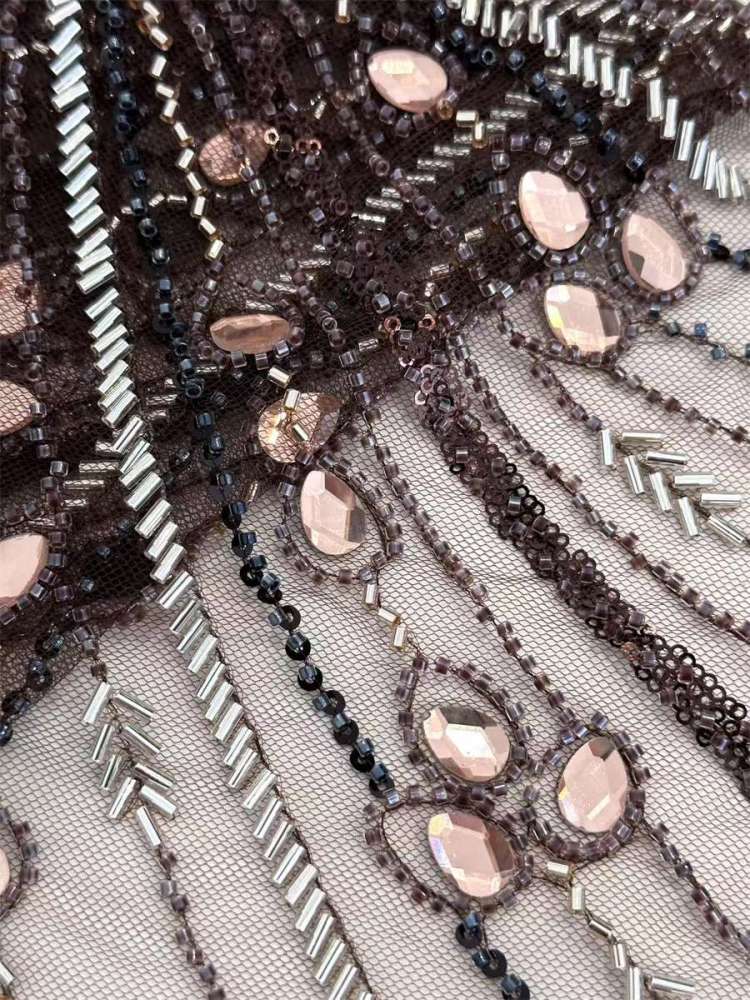Rhinestones Beaded Tulle Fabric - 5 Yards | STY HN122