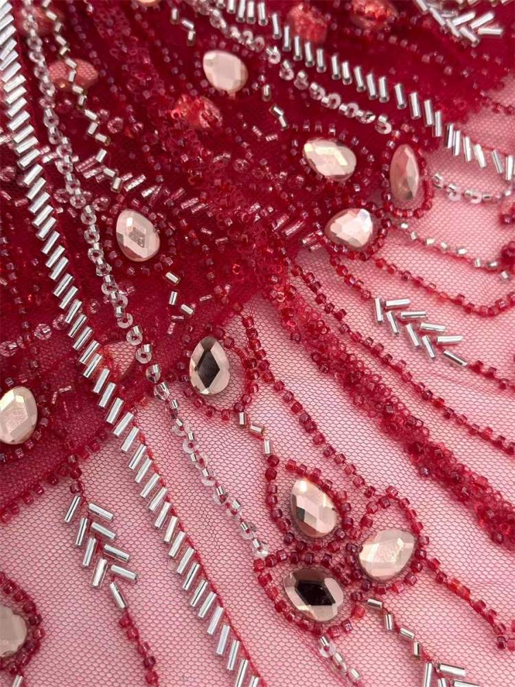 Rhinestones Beaded Tulle Fabric - 5 Yards | STY HN122
