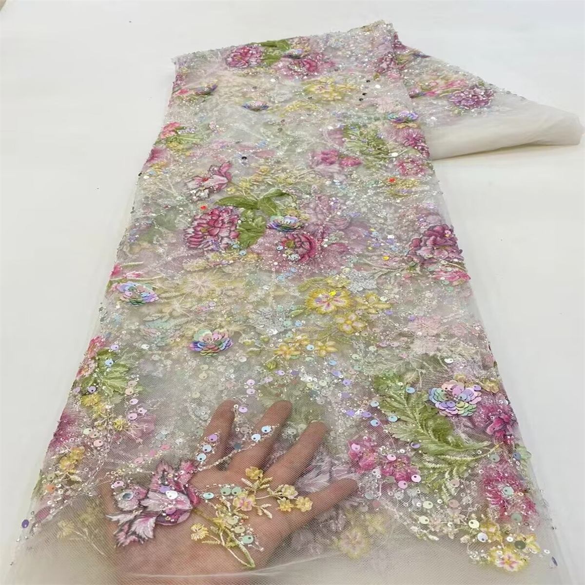 Beaded Lace Fabric - 5 Yards | MOD JJ060