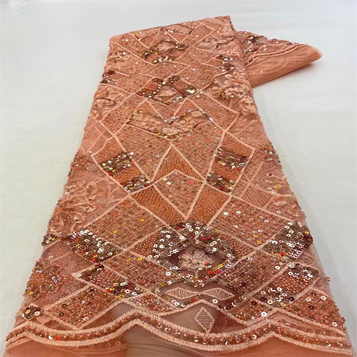 Embroidered Beaded Lace Fabric - 5 Yards | MOD JJ120