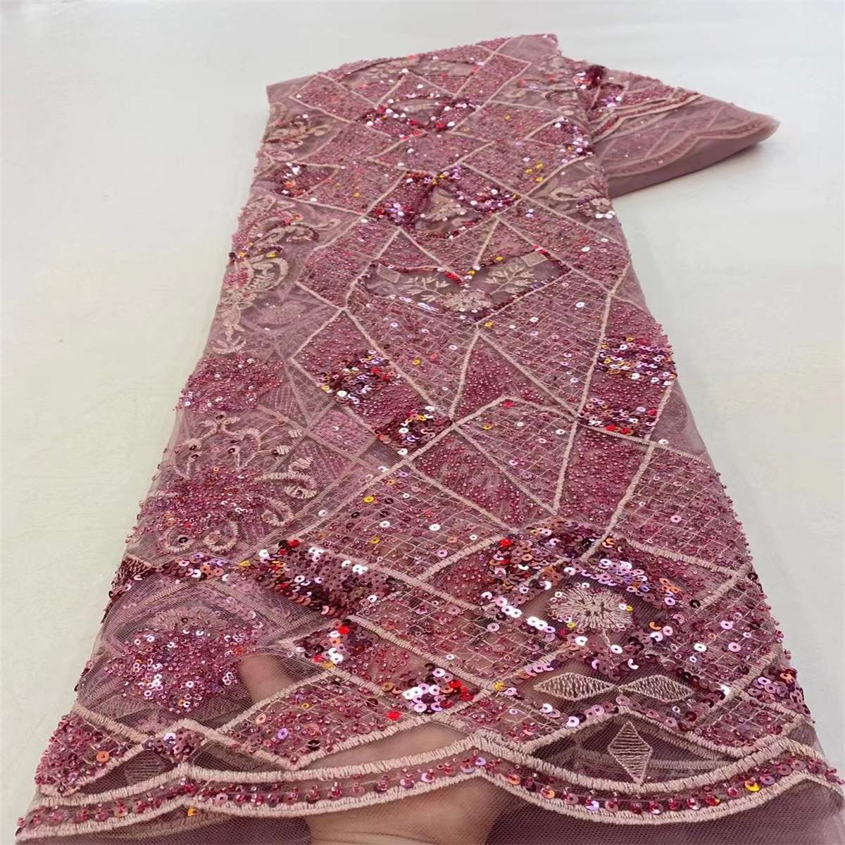 Embroidered Beaded Lace Fabric - 5 Yards | MOD JJ120