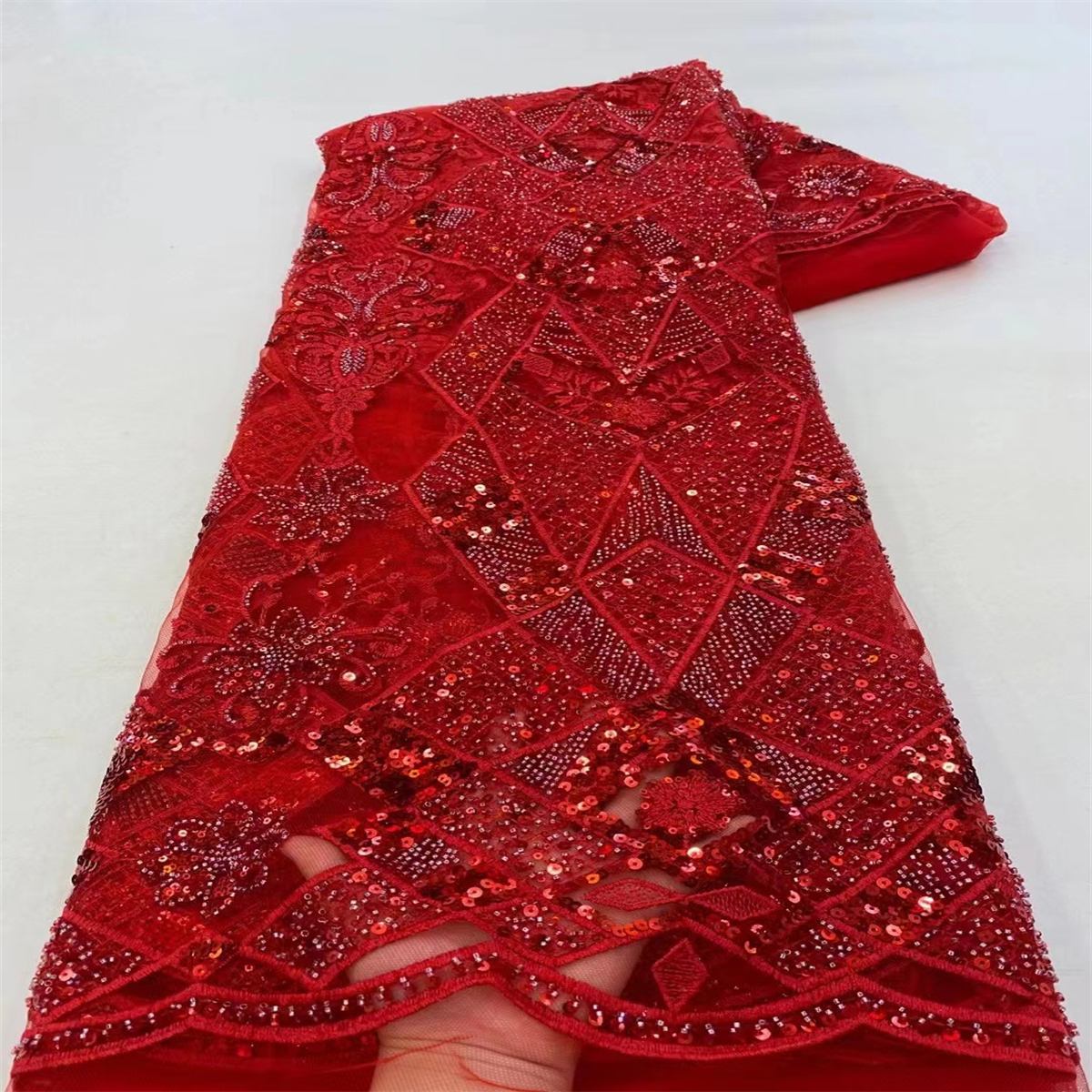 Embroidered Beaded Lace Fabric - 5 Yards | MOD JJ120