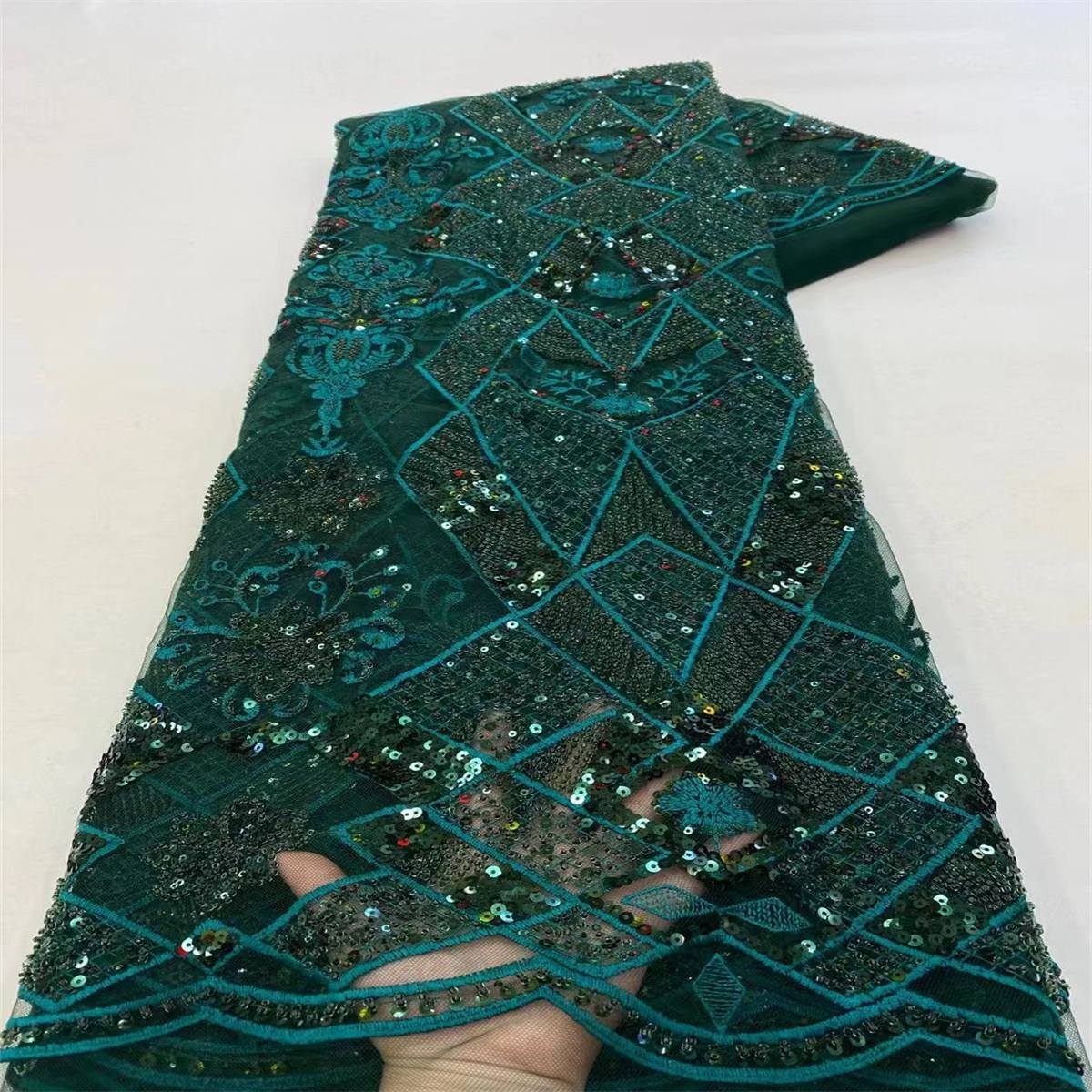 Embroidered Beaded Lace Fabric - 5 Yards | MOD JJ120