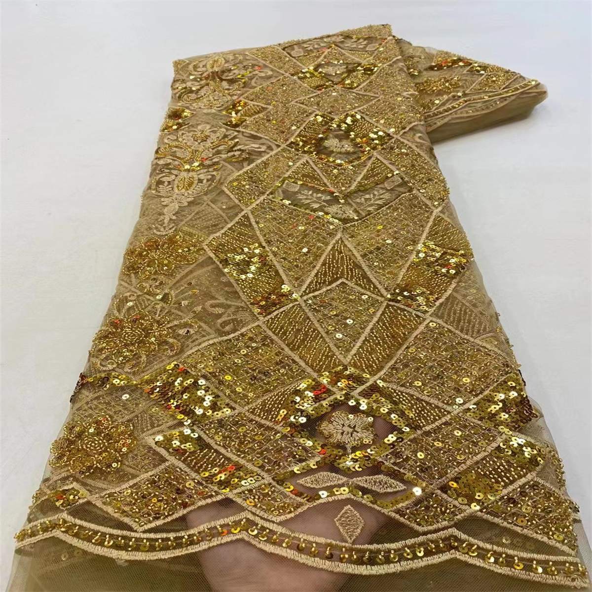Embroidered Beaded Lace Fabric - 5 Yards | MOD JJ120