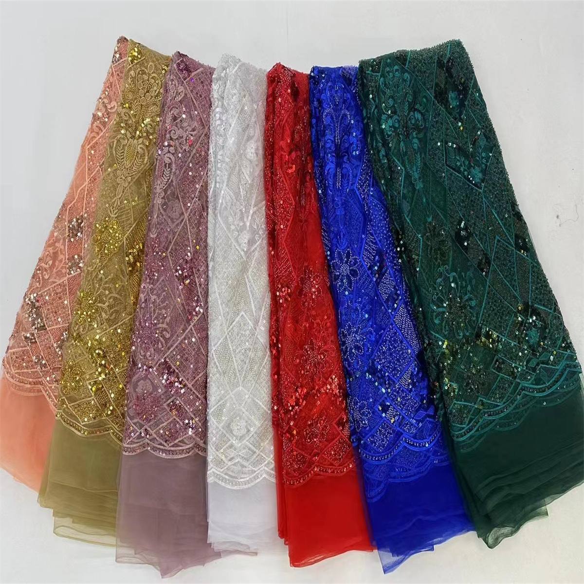 Embroidered Beaded Lace Fabric - 5 Yards | MOD JJ120
